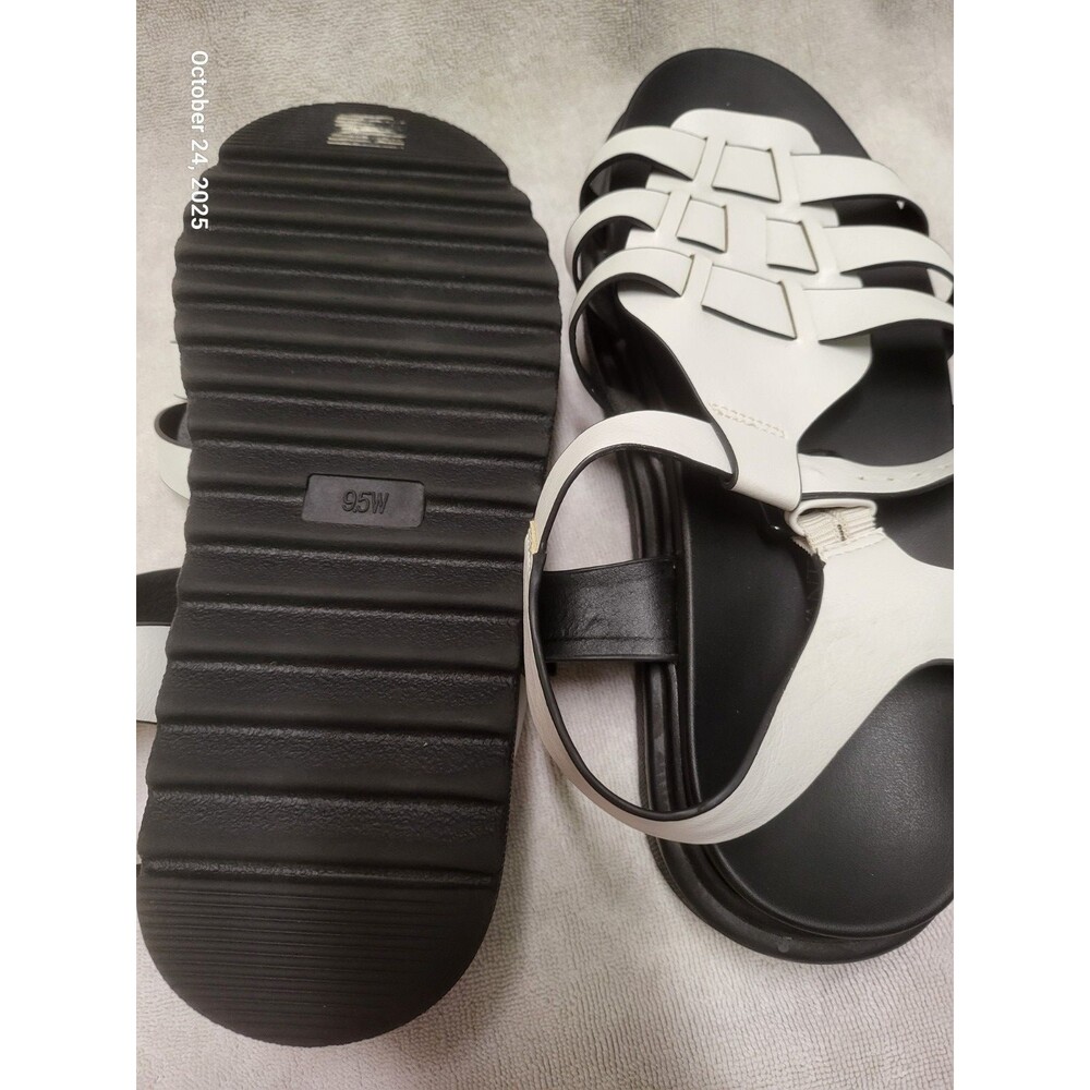 Lane Bryant Ascena Womens 9.5W White Black Platform Comfort Open Toe Sandals - Picture 5 of 6